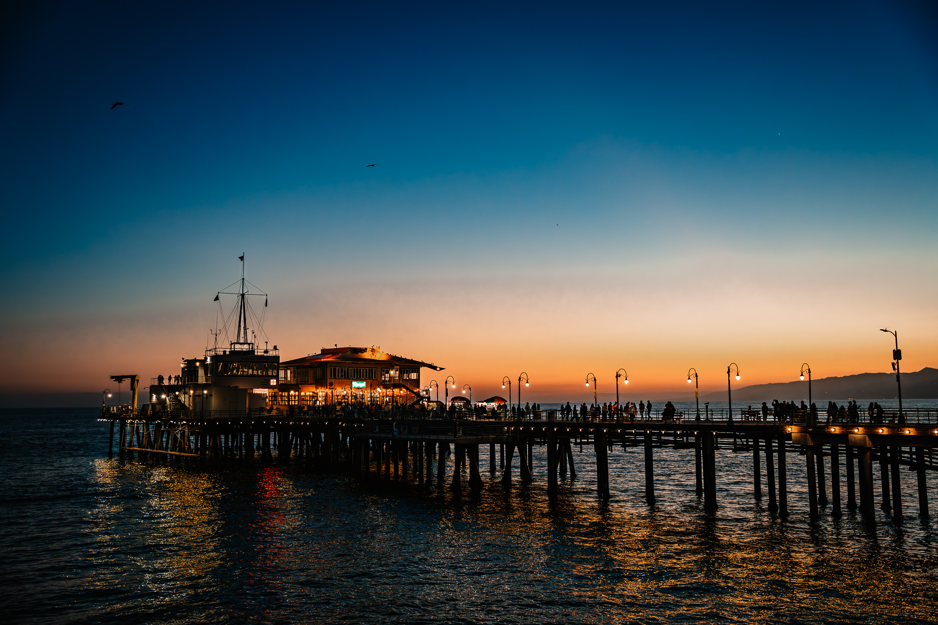 Santa Monica Pier at sunset night